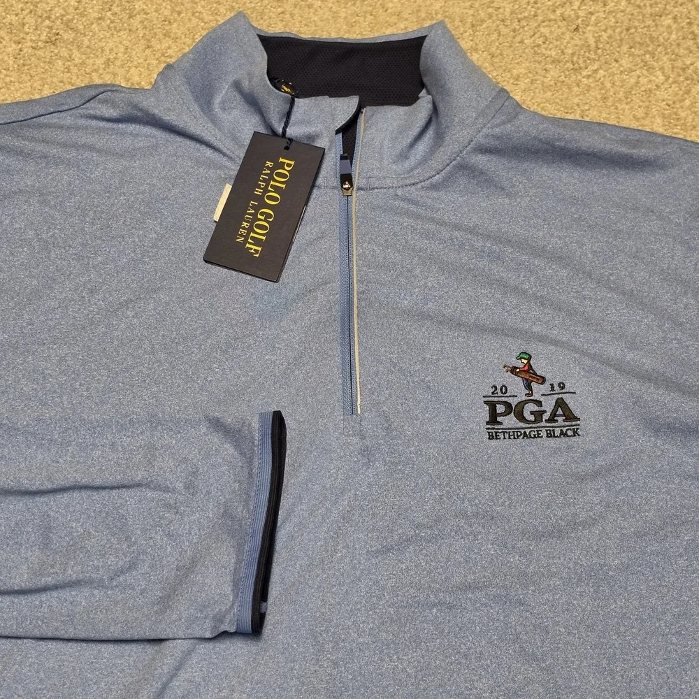 Polo Golf Ralph Lauren Blue 2019 PGA Bethpage Black Quarter Zip Pullover XL NWT